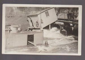 Kaukauna WISCONSIN RPPC c1915 STEAMER WRECK Steamboat Marston nr Appleton #4