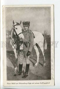 438261 WWI GERMANY Prince Adolf von Schaumburg-Lippe horse military post RPPC