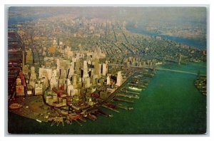 Aerial View New York City NY NYC American Airlines Issue UNP Chrome Postcard L18