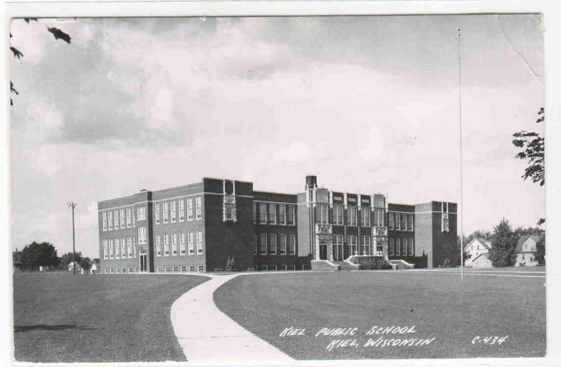 Kiel Public School Kiel Wisconsin 1950s RPPC real photo postcard