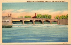 Lake Springfield Behind Spaulding Dam Springfield IL Postcard PC120