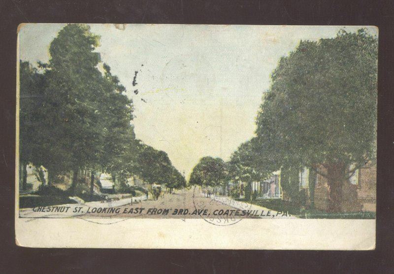 COATESVILLE PENNSYLVANIA CHESTNUT STREET SCENE VINTAGE POSTCARD PA.