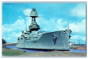 c1960 Berthed San Jacinto Battle Grounds Houston Ship Battleship Texas Postcard