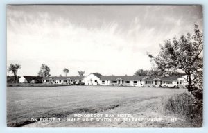 RPPC BELFAST, Maine ME~ Roadside PENOBSCOT BAY MOTEL Waldo County 1950sPostcard