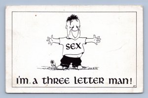 Risqué Comic I'm A Three Letter Man Sex T-Shirt UNP 1959 Chrome Postcard O5