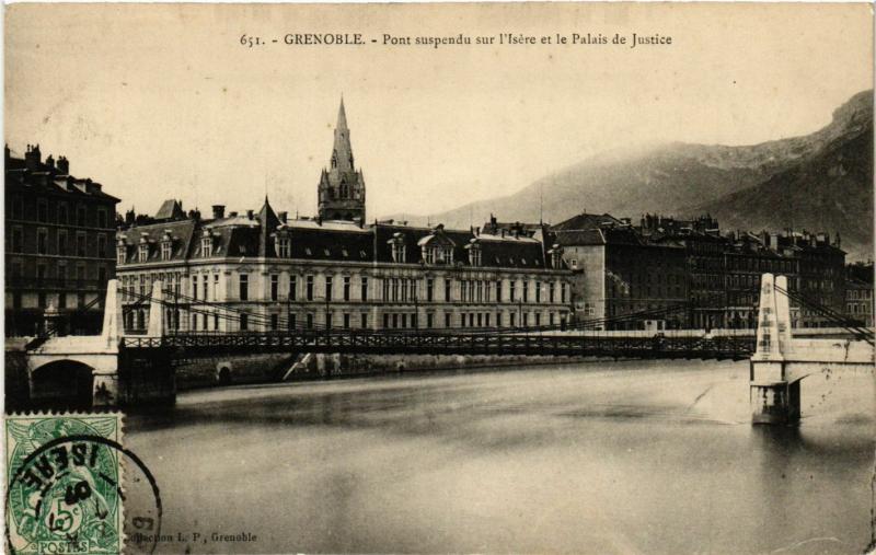 CPA GRENOBLE - Pont suspendu sur l'ISERE et le Palais de Justice (655014)