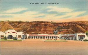 Linen Roadside Postcard; Milne Motor Court Motel St. George UT by National Parks