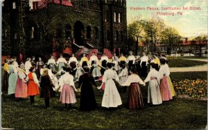 Postcard PA Pittsburgh Western Penna Institution for Blind Women Dancing 1909 M5