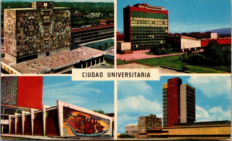 Vtg Ciudad University Multi-view Mexico Federal District Postcard