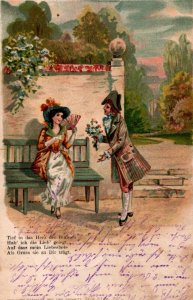 Romantic Couple Tief in das Herz der Bluien Vintage Postcard 09.90