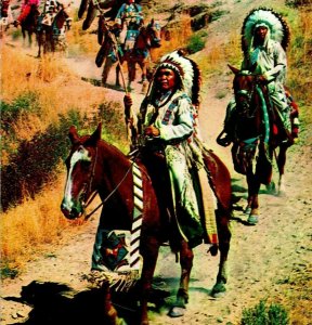 Vtg Chrome Postcard Olympia Washington WA Indian Procession at Rodeo UNP Dexter