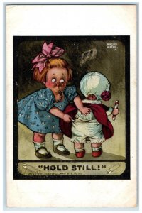 1913 Little Girl Checking Diaper Hold Still Streator Illinois IL Posted Postcard