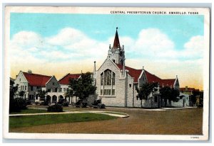 1931 Central Presbyterian Church Building Classic Car Amarillo Texas TX Postcard