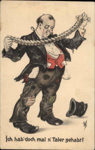 From Rich to Poor Man Monocle Patched Pants c1910 German Postcard