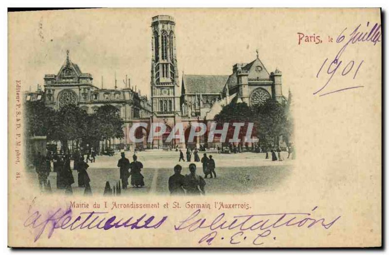 Old Postcard Paris Mayor of the 1st district and the St Germain l'Auxerrois
