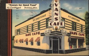 Brainerd Minnesota MN Van's Caf� Linen Vintage Postcard