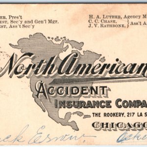 1906 Chicago North American Accident Insurance Assets Business Trade Card C43