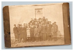 Vintage 1910's RPPC Postcard - Group Class Photo Country Elementary School