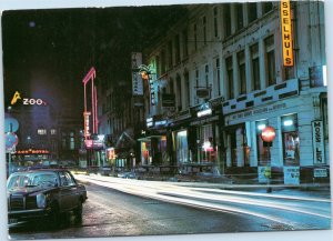 Night life in Statiestraat, Antwerp, Belgium postcard