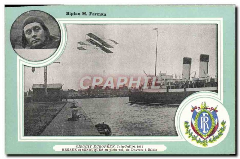 Old Postcard Jet Aviation Farman Biplane European tour in June and July 1911 ...