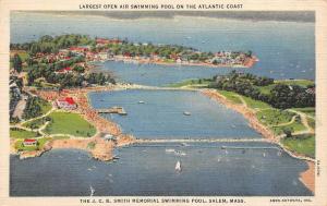 SALEM MA Massachusetts JCB SMITH MEMORIAL SWIMMING POOL Roadside c1940s Postcard