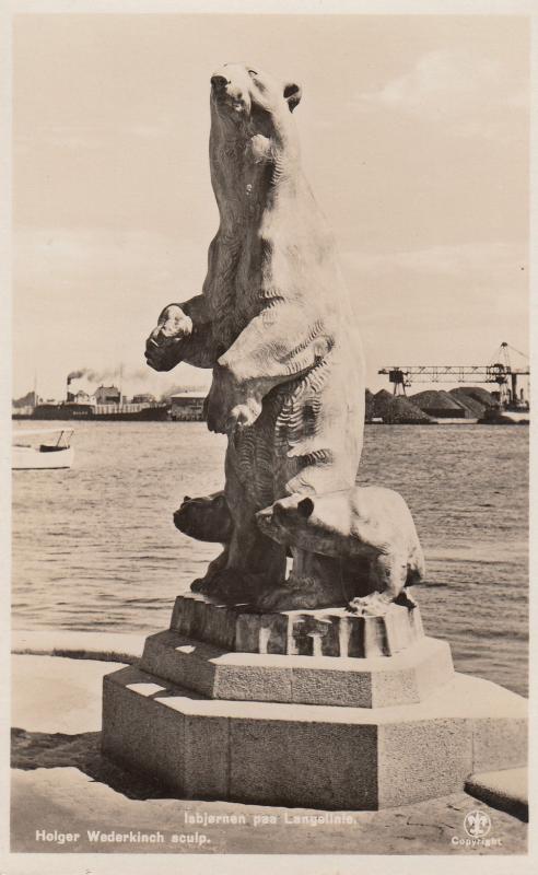 Holger Wederkinch Polar Bear Statue Old Norway Postcard