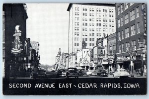 Cedar Rapids Iowa IA Postcard Second Avenue Street Buildings Classic Cars 1940