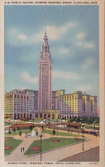 Public Square Showing Terminal Group Higbee Store Terminal Tower Hotel Clevel...