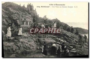 Old Postcard Rotheneuf A Visit the Rocks Sculptes