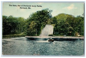1914 The Oaks One Of Many Portland Park Fountain Visitors View Maine ME Postcard