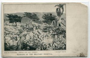 Military Hospital Remains After Earthquake January 14 1907 Jamaica postcard