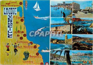 Postcard Modern Vermeille Cote Saint Cyprien (Pyr Gold) Canet Plage Argeles s...
