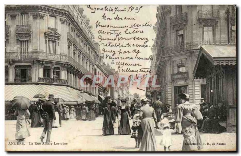 Old Postcard Angers Rue Alsace Lorraine