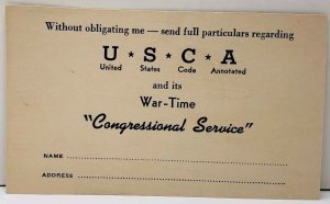 United States Code Annonated and Its War-Time Congressional Service Postcard E13