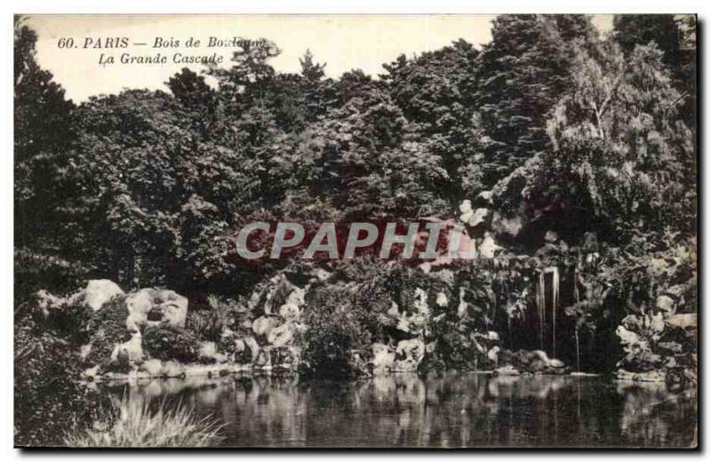 Old Postcard Paris Bois de Boulogne The large waterfall