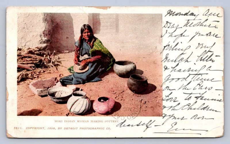 J96/ Native American Indian Postcard c1910 Moki Potetry Mackinac Island 117