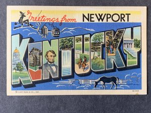 Greetings From Newport KY Linen Postcard H1312082305