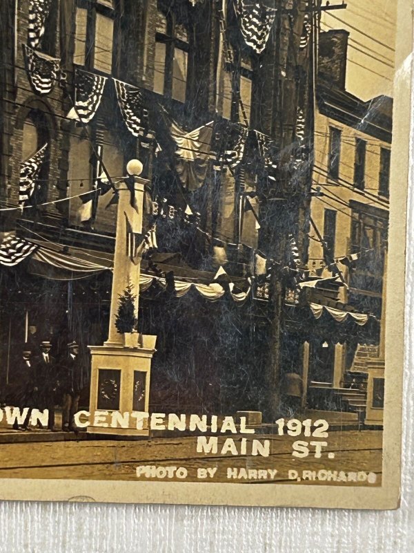 RPPC Postcard Norristown PA Centennial 1912 Main Street Patriotic Flags