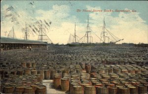 Savannah Georgia GA Naval Stores Docks c1910 Vintage Postcard