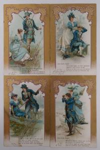 Group of 4 Romance Fishing Boating Antique Postcards J74868