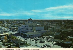 CONTINENTAL SIZE POSTCARD Y.K. SHOPPING PLAZA AT YELLOWKNIFE N.W. TERRITORIES