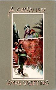 Christmas Greeting A CAVALIER XMAS GREETING International Art  Postcard  1917