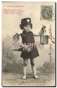 Old Postcard Fun Children L & # 39amour policeman Police Detective Angel