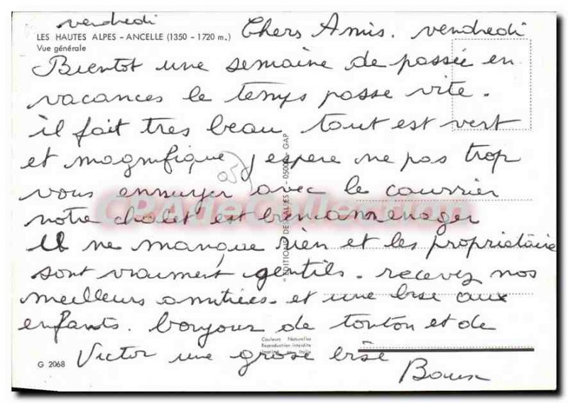 Old Postcard The Hautes Alpes Ancelle General view