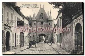Old Postcard Villeneuve sur Yonne Joigny Gate Inside view
