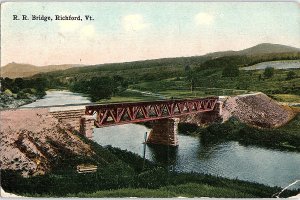 Postcard BRIDGE SCENE Richford Vermont VT AI4878