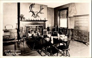 RPPC Old Kitchen, The Black House, Ellsworth ME Vintage Postcard U38