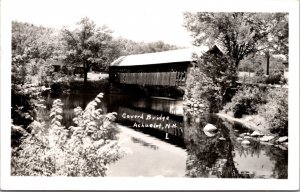 Real Photo Postcard Covered Bridge in Ashuelet, New Hampshire