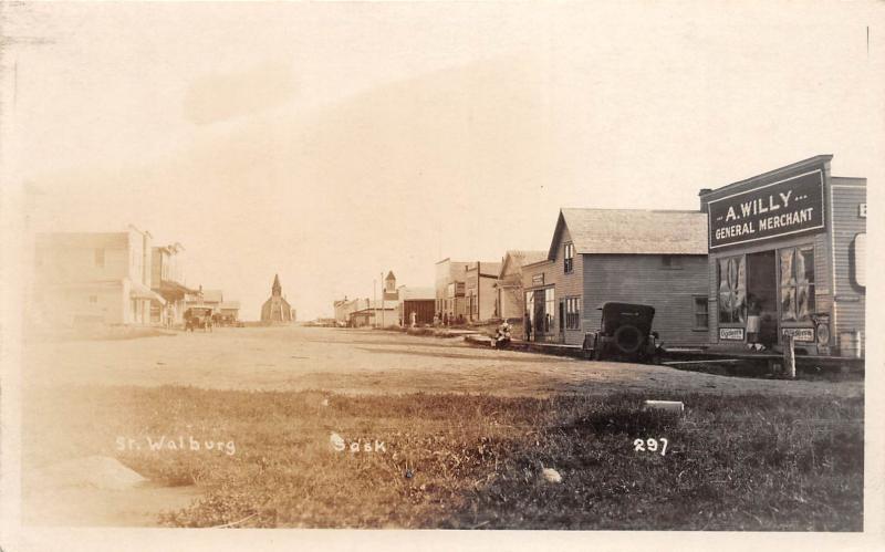 E23/ St Walburg Saskatchewan Canada Postcard Real Photo RPPC 1926 Main Street