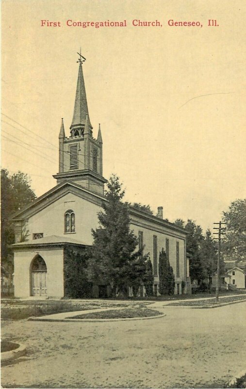 Vintage Postcard; Geneseo IL First Congregational Church, Henry County, Wheelock